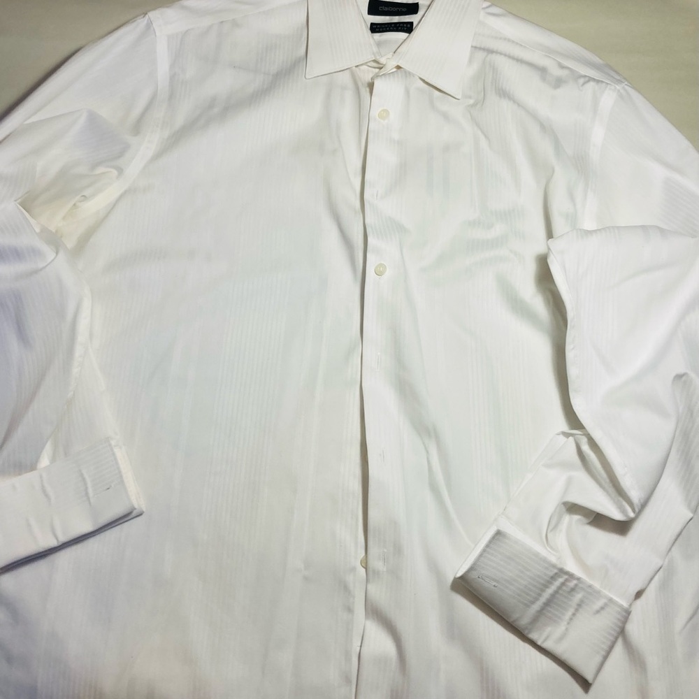 Formal white all cotton tuxedo shirt Claiborne modern fit French cuffs